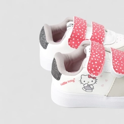 Tênis Casual Bebê Novopé Hello Kitty Detalhe Glitter Branco