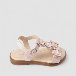 Sandália Bebê Gabrielinha Floral Pérolas Rosa