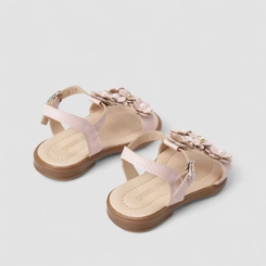 Sandália Bebê Gabrielinha Floral Pérolas Rosa