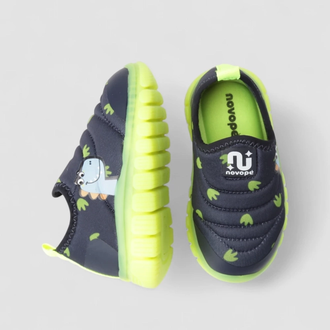 Slip On Infantil Novopé Led Dinossauro Azul