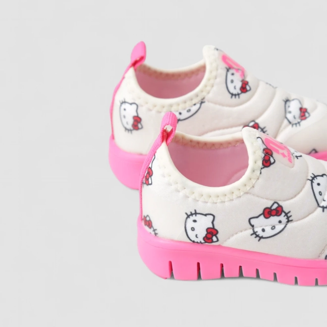 Slip On Bebê Novopé Hello Kitty Bege & Rosa