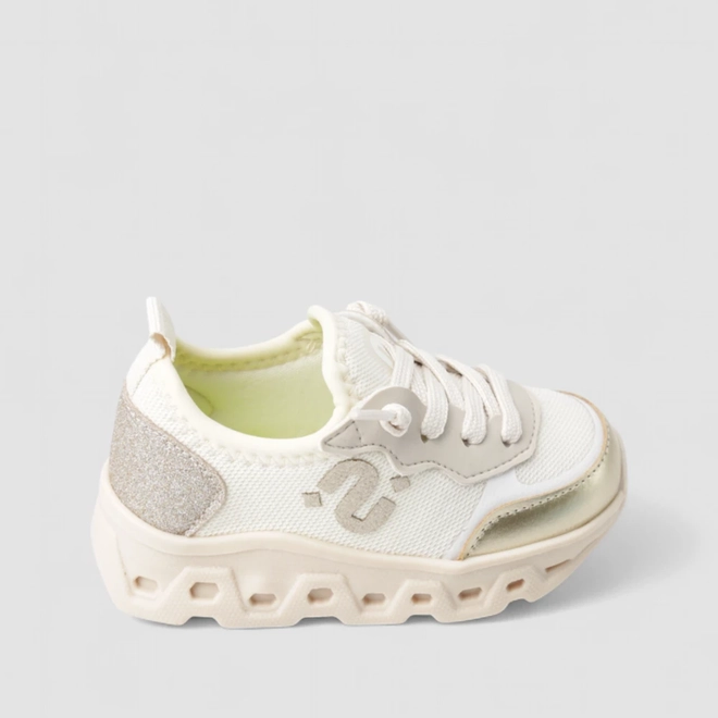 Tênis Casual Infantil Novopé Glitter Mesh Bege