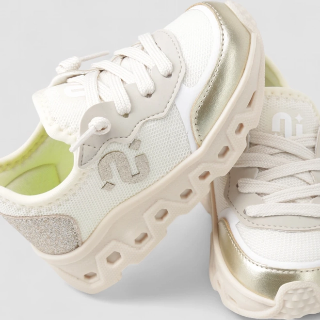 Tênis Casual Infantil Novopé Glitter Mesh Bege