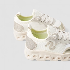 Tênis Casual Infantil Novopé Glitter Mesh Bege