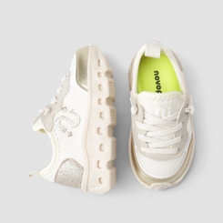 Tênis Casual Infantil Novopé Glitter Mesh Bege