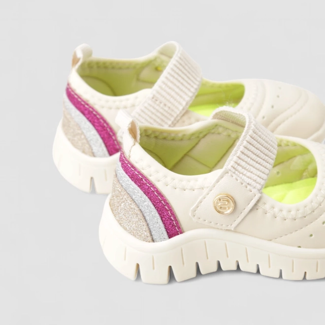 Tênis Casual Infantil Novopé Sneakerina Glitter Off White
