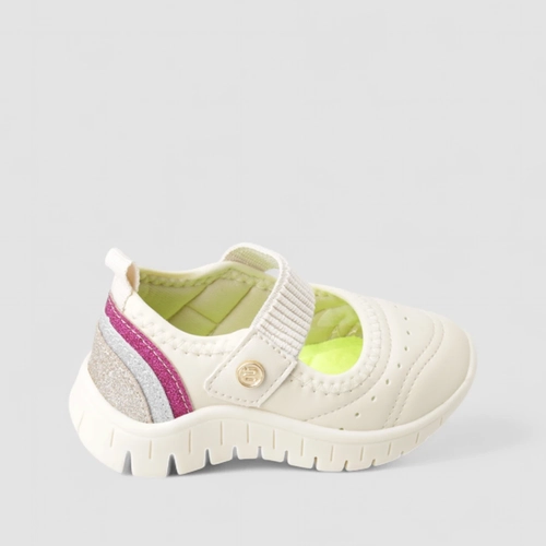 Tênis Casual Infantil Novopé Sneakerina Glitter Off White