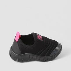 Slip On Infantil Novopé Glitter Pesponto Preto