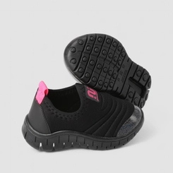 Slip On Infantil Novopé Glitter Pesponto Preto