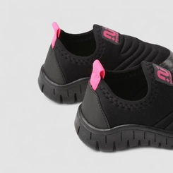 Slip On Infantil Novopé Glitter Pesponto Preto