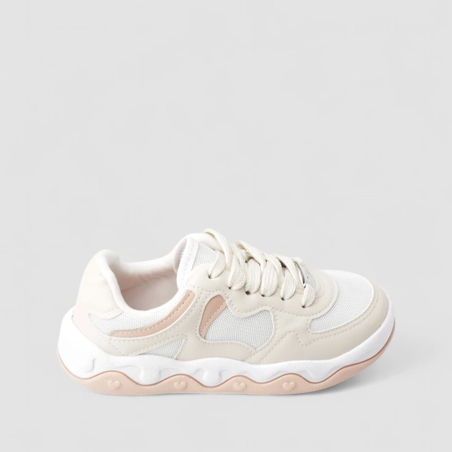Tênis Casual Infantil Molekinha Sola Coração Off-white