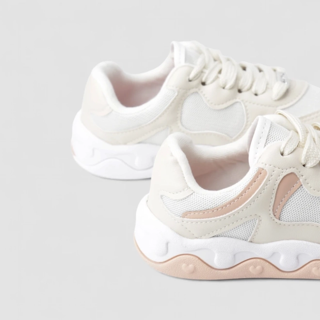 Tênis Casual Infantil Molekinha Sola Coração Off-white