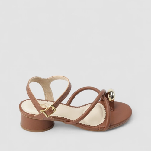 Sandália Infantil Molekinha Salto Bloco Detalhe Bold Marrom