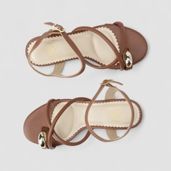Sandália Infantil Molekinha Salto Bloco Detalhe Bold Marrom