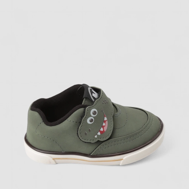 Slip On Bebê Molekinho Dinossauro Tira Aderente Verde