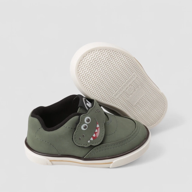 Slip On Bebê Molekinho Dinossauro Tira Aderente Verde