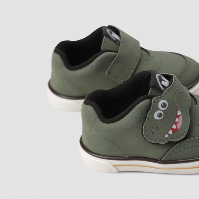 Slip On Bebê Molekinho Dinossauro Tira Aderente Verde