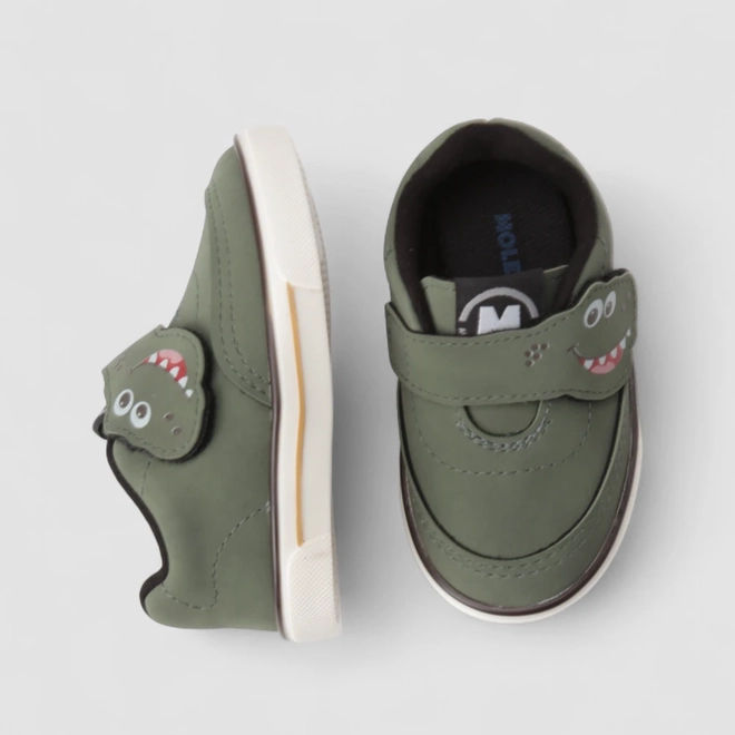 Slip On Bebê Molekinho Dinossauro Tira Aderente Verde