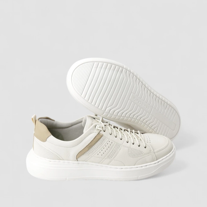 Sapatênis Masculino Democrata Denim Joe Ultra Light Original Em Couro Bege