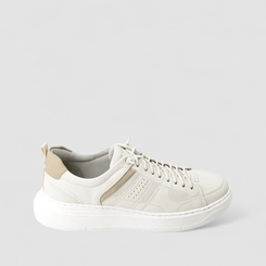 Sapatênis Masculino Democrata Denim Joe Ultra Light Original Em Couro Bege