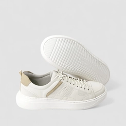 Sapatênis Masculino Democrata Denim Joe Ultra Light Original Em Couro Bege