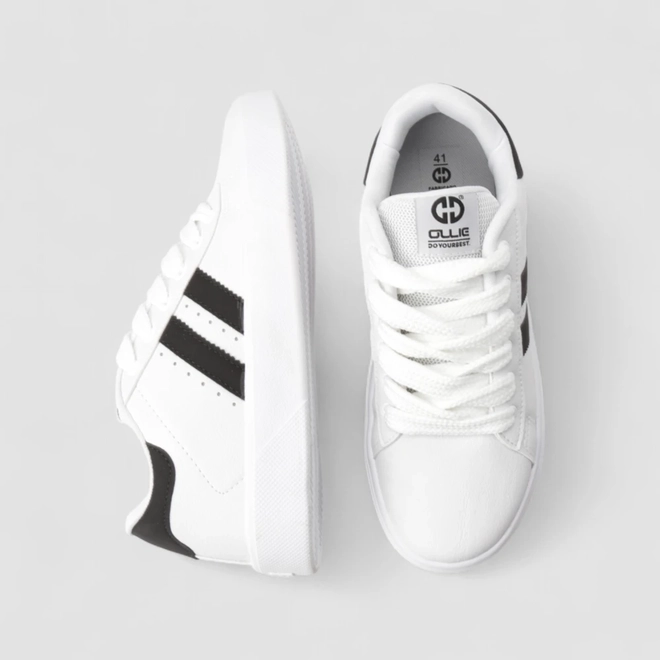 Tênis Casual Masculino Ollie Originals Listras Branco