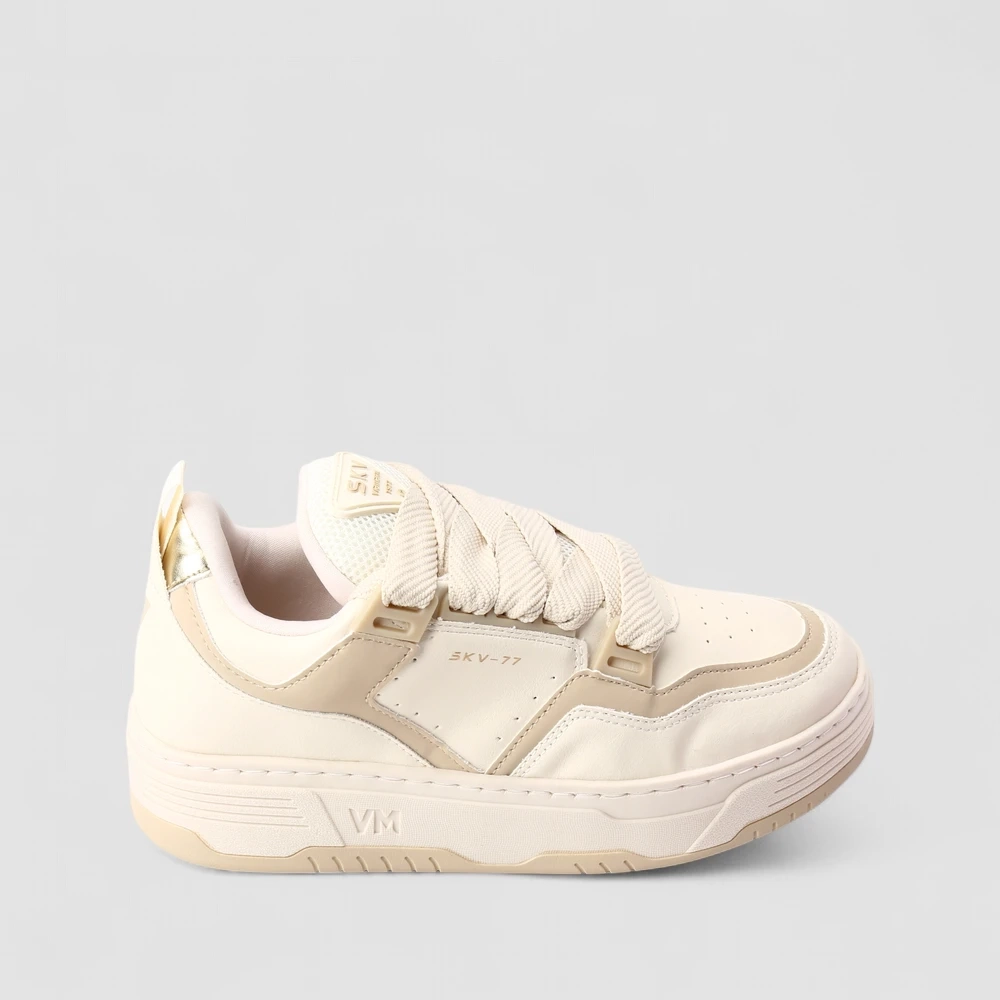 Tênis Casual Feminino Via Marte Recorte Nobuck Off White