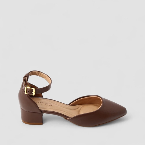 Scarpin Feminino Beira Rio Salto Bloco Marrom
