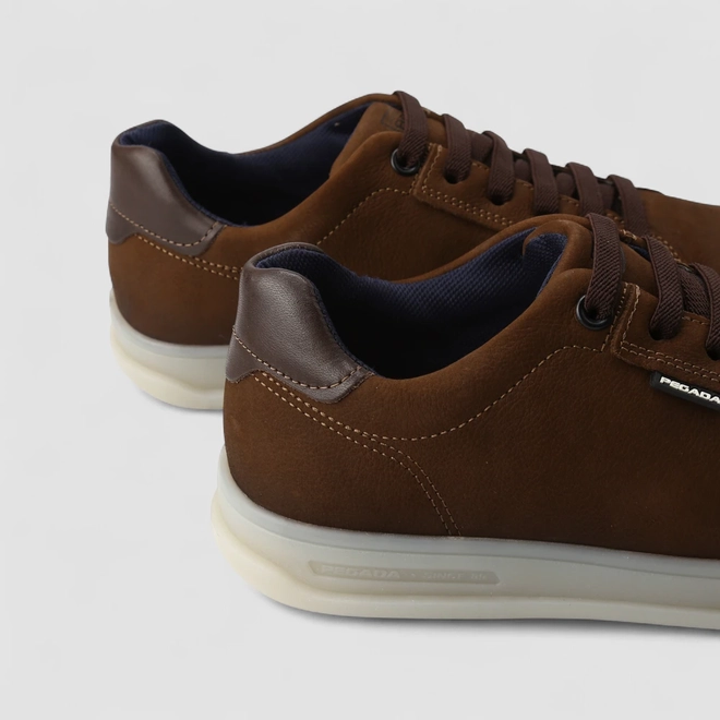 Tênis Casual Masculino Pegada Couro Elástico Marrom