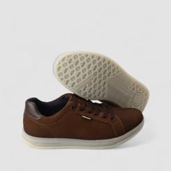 Tênis Casual Masculino Pegada Couro Elástico Marrom