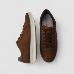 Tênis Casual Masculino Pegada Couro Elástico Marrom