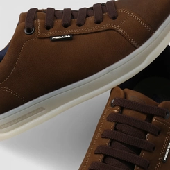 Tênis Casual Masculino Pegada Couro Elástico Marrom