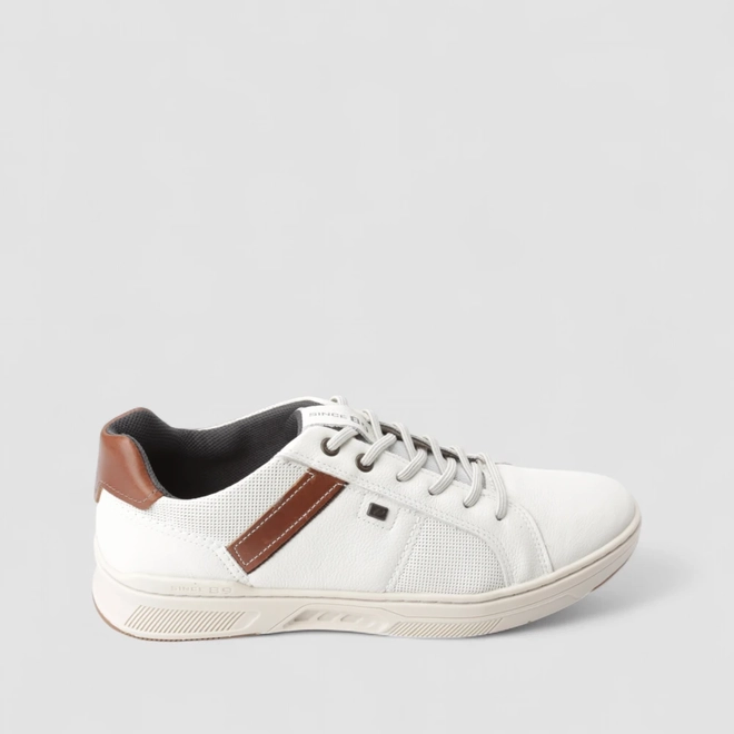 Sapatênis Masculino Pegada Couro Elástico Off White