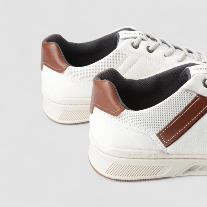 Sapatênis Masculino Pegada Couro Elástico Off White