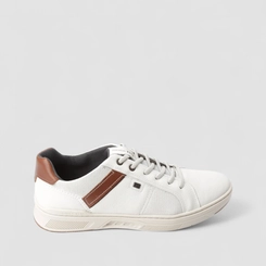 Sapatênis Masculino Pegada Couro Elástico Off White