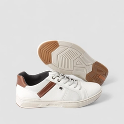 Sapatênis Masculino Pegada Couro Elástico Off White