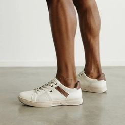 Sapatênis Masculino Pegada Couro Elástico Off White