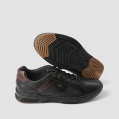 Sapatênis Masculino Pegada Couro Elástico Preto