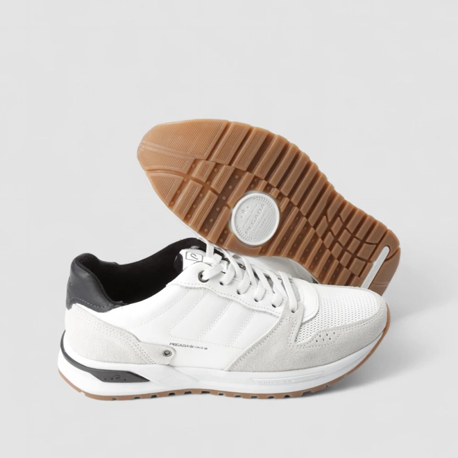 Tênis Casual Masculino Pegada Original Em Couro Branco