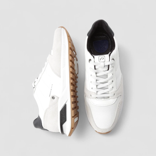 Tênis Casual Masculino Pegada Original Em Couro Branco