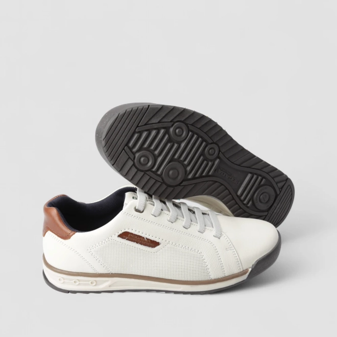 Sapatênis Masculino Pegada Original Em Couro Off White