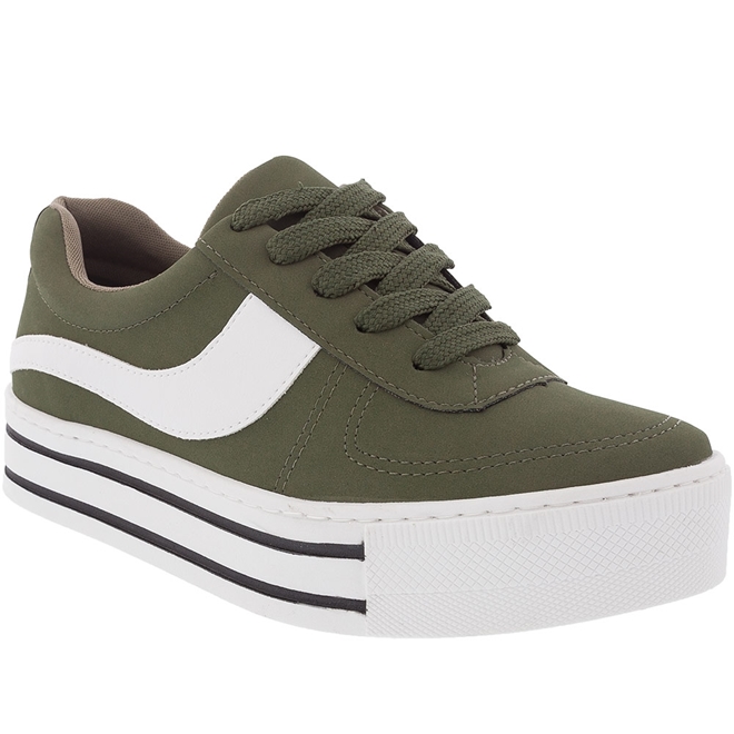 Tenis Via Marte Flatform Nobuck Verde 19907