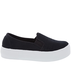 Slip On Moleca Flatform Tecido Preto