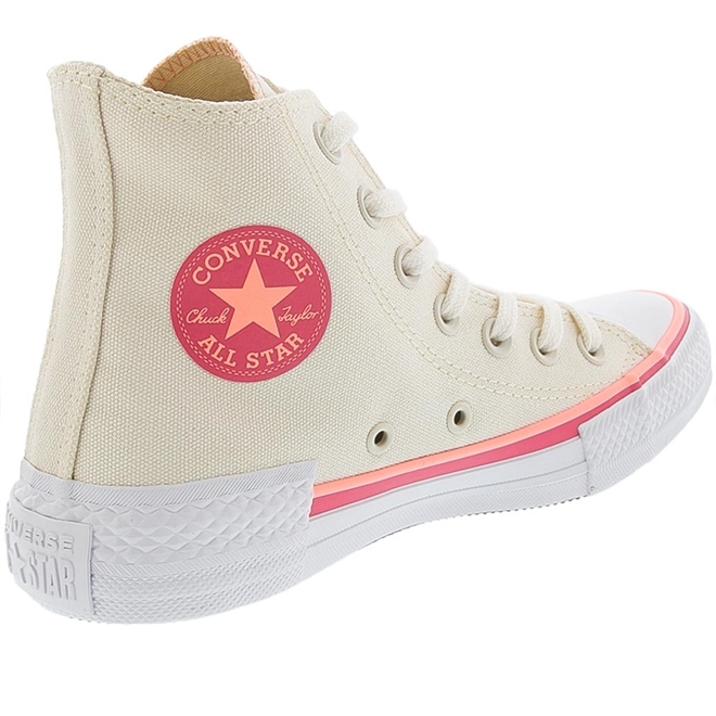 Converse All Star Alto Bege Couro