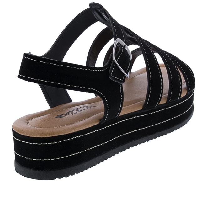 Sandália Mississipi Plataforma com Pespontos Preto