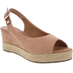 Espadrille Bebecê Anabela Recortes Camurça Nude