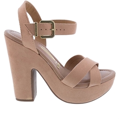 Sandália Vizzano Plataforma Tiras Cruzadas Camurça Nude