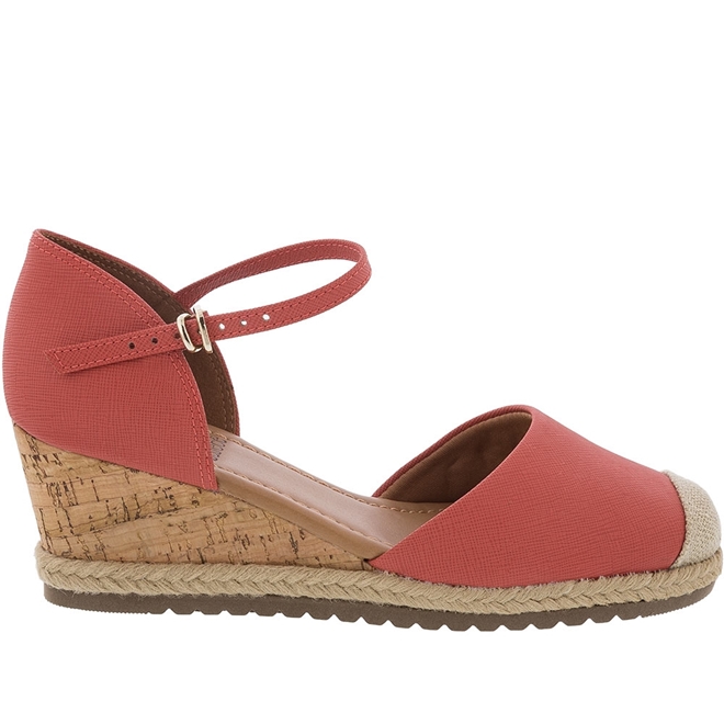 Espadrille Bebecê Anabela Cortiça Goiaba