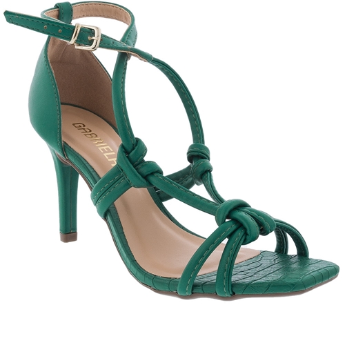 Sandalia salto fino verde Clearance